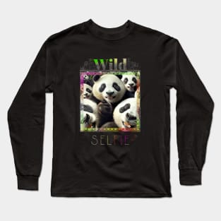 Panda Bear Wild Nature Funny Happy Humor Photo Selfie Long Sleeve T-Shirt